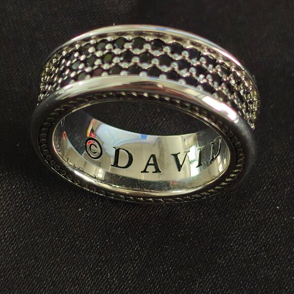 David Yurman Triple Row Black Diamond Ring - Picture 5 of 6